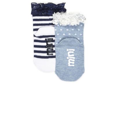 Mini girls blue stripe socks pack